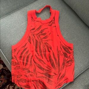 Free People Red Leaf Print Women's Top
